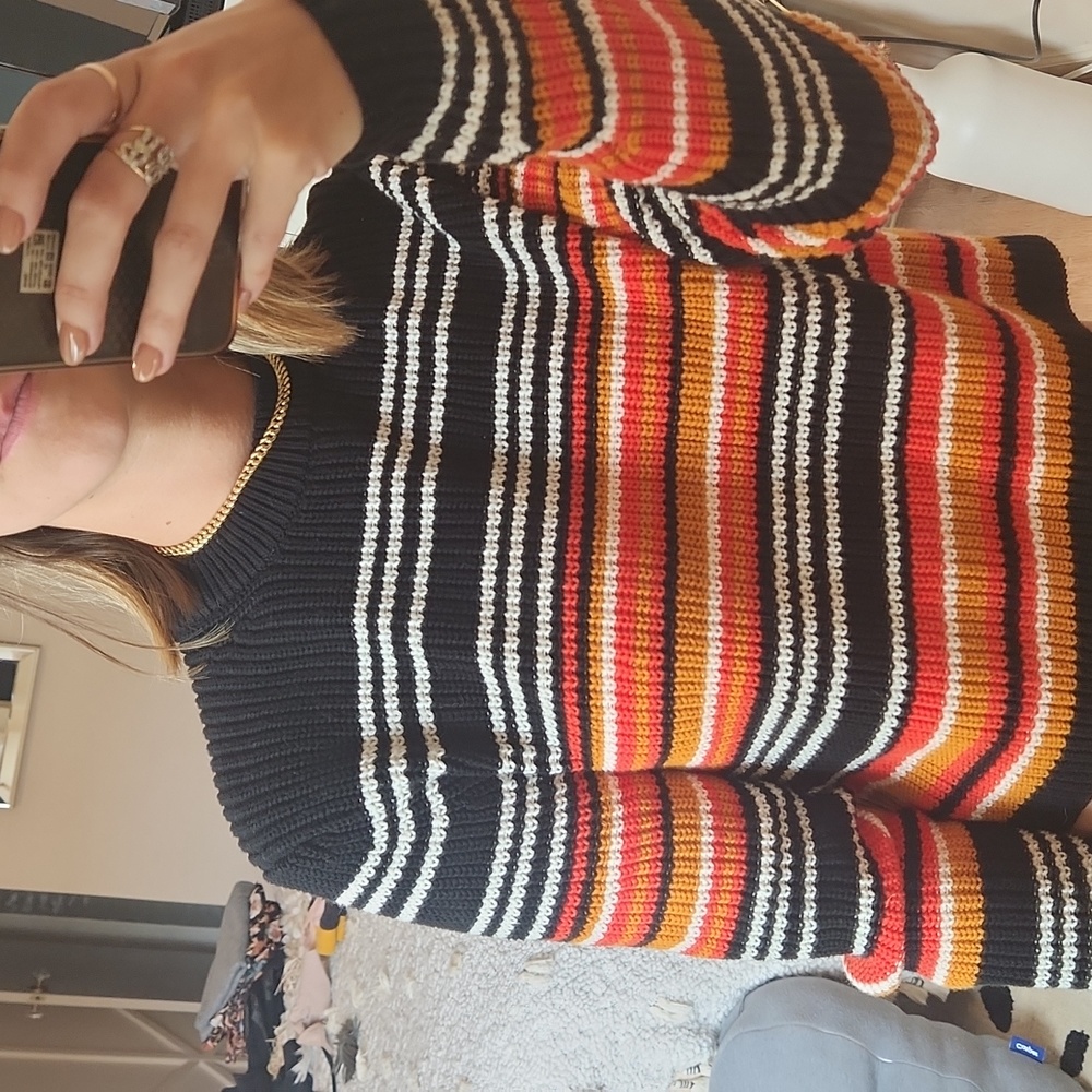 French Connection Cropped Stripped Knit Sweater